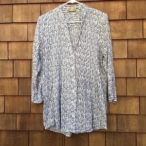 Rock Flower Paper Pintuck Cotton Tunic Print Top